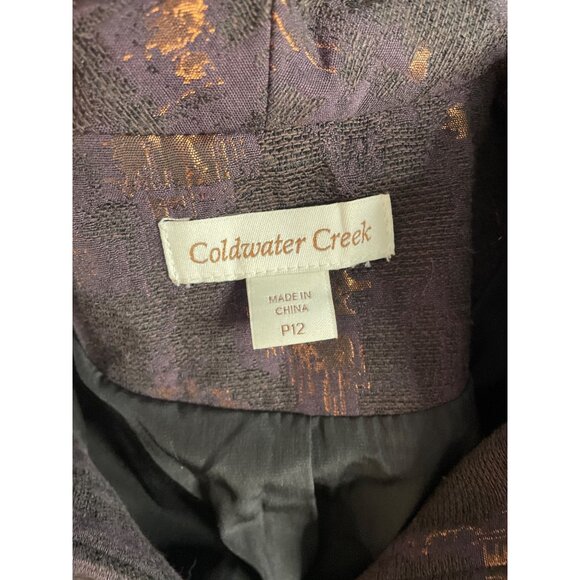 Coldwater Creek Womens Brown Gold Metallic Textured Blazer Skirt Suit Set Sz 12P - Picture 6 of 14